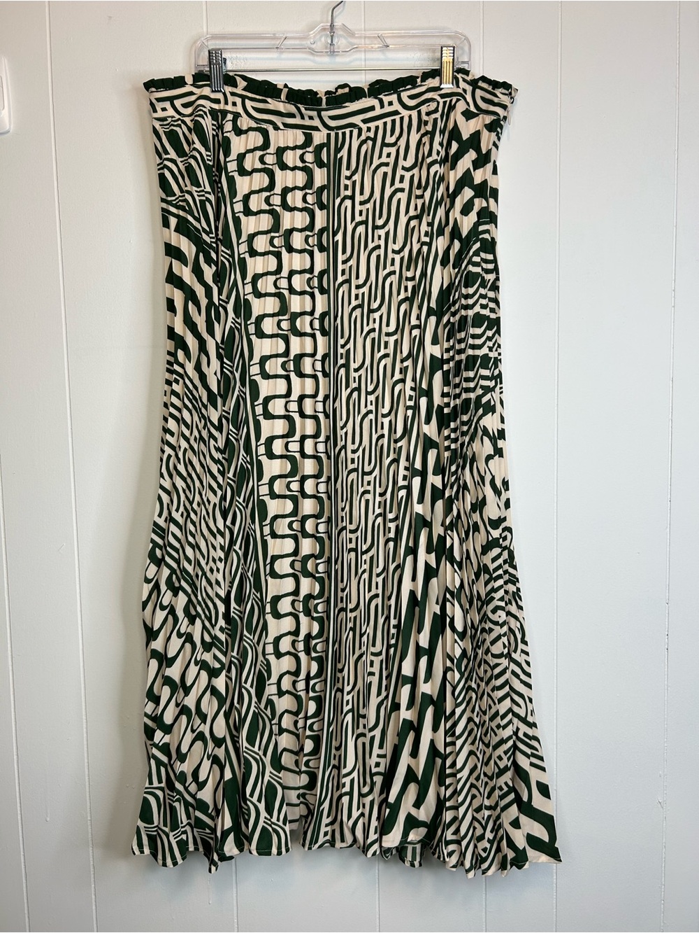 Maeve By Anthropologie Women’s 16W Maxi Skirt Black White Pleated 348